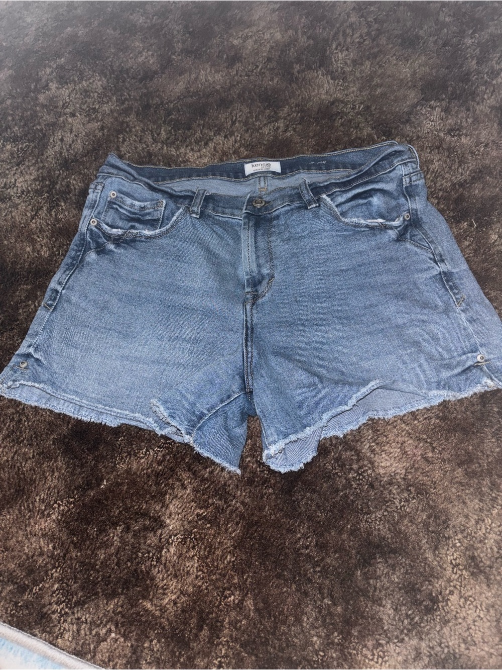 Kensie Distressed Mid-Blue Denim Shorts